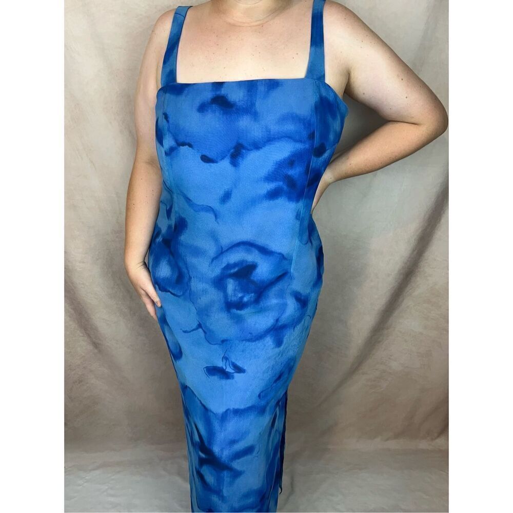 Vintage 1990s XL Blue Semi Formal Gown Prom Plus Size  Celestial